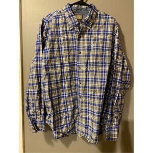 CE Schmidt Workwear Button Down Shirt Mens Long Sleeve Blue Plaid XL